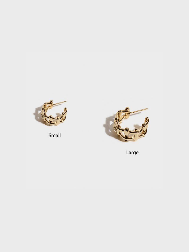 Multi Hash Tag Small Hoop Earrings (Gold)