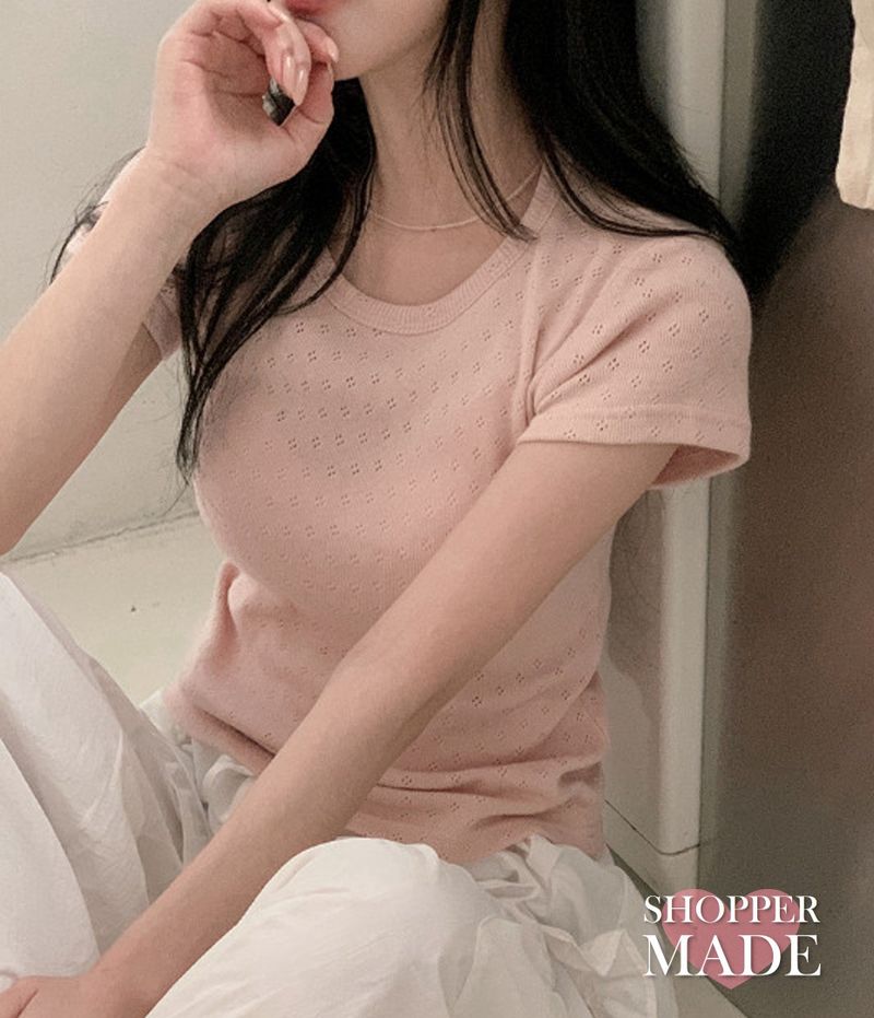 SHOPPERLAND（ショッパーランド）の「[SHOPPERMADE] アイレットスリムショートスリーブTシャツ (4color)（トップス）」