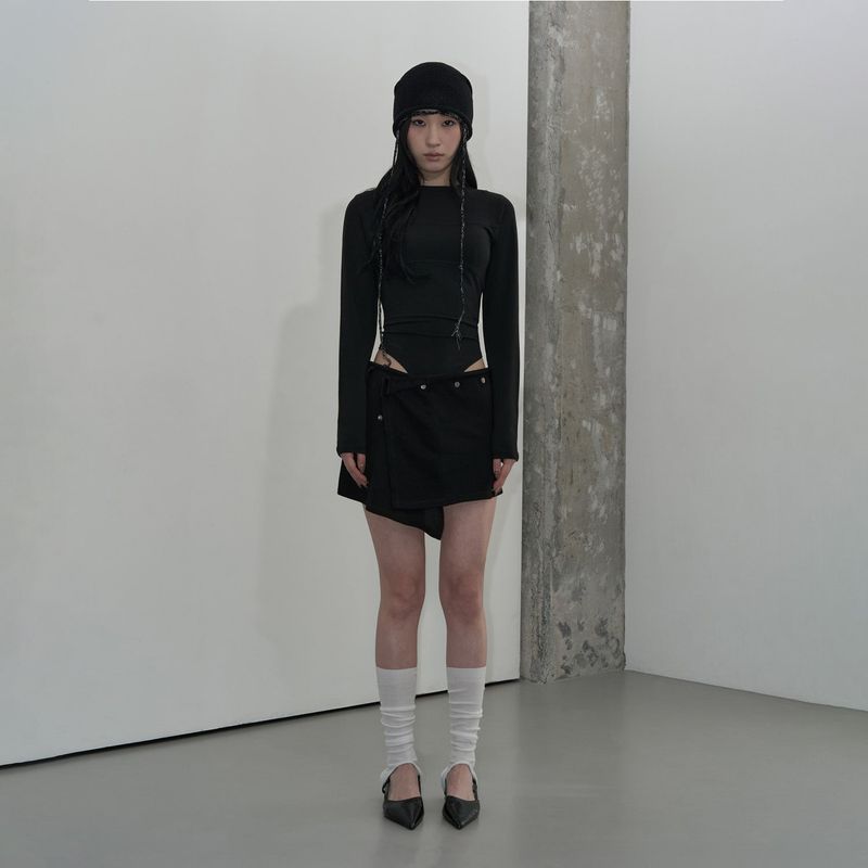 LONG STRING MESH BEANIE (BLACK)