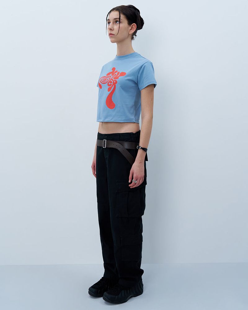 TWISTED LOGO CROP TSHIRT-BLUE