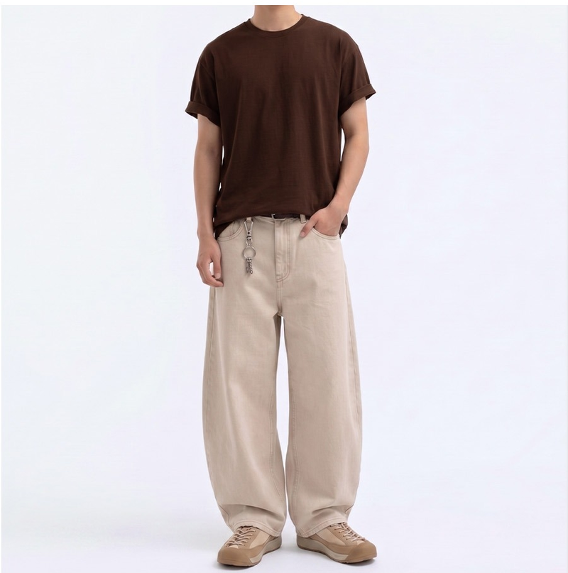 Men's Cotton Short Sleeve Crop Tee Brown