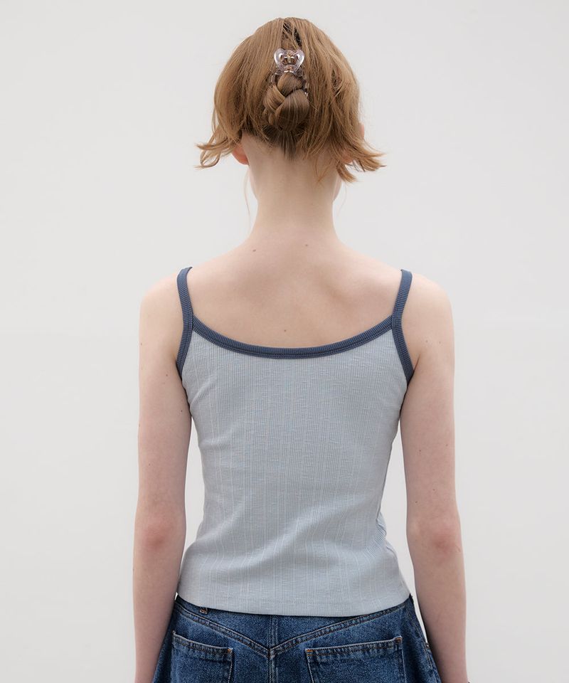 Ringer Sleeveless Top - Sky blue/Navy