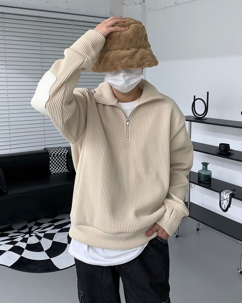 COZINESS（コジネス）の「MT leather patch semi zip-up (3 colors)（Tops）」
