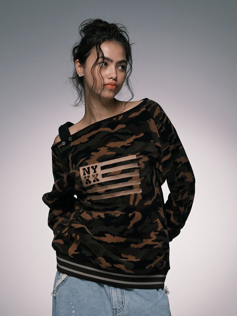 NYX FLUFFY OFF SHOULDER KHAKI