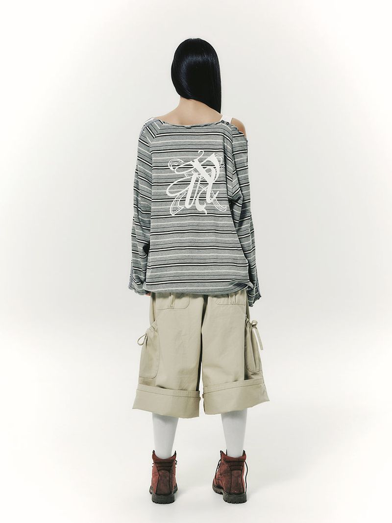 STRING OFF SHOULDER L/S GREY
