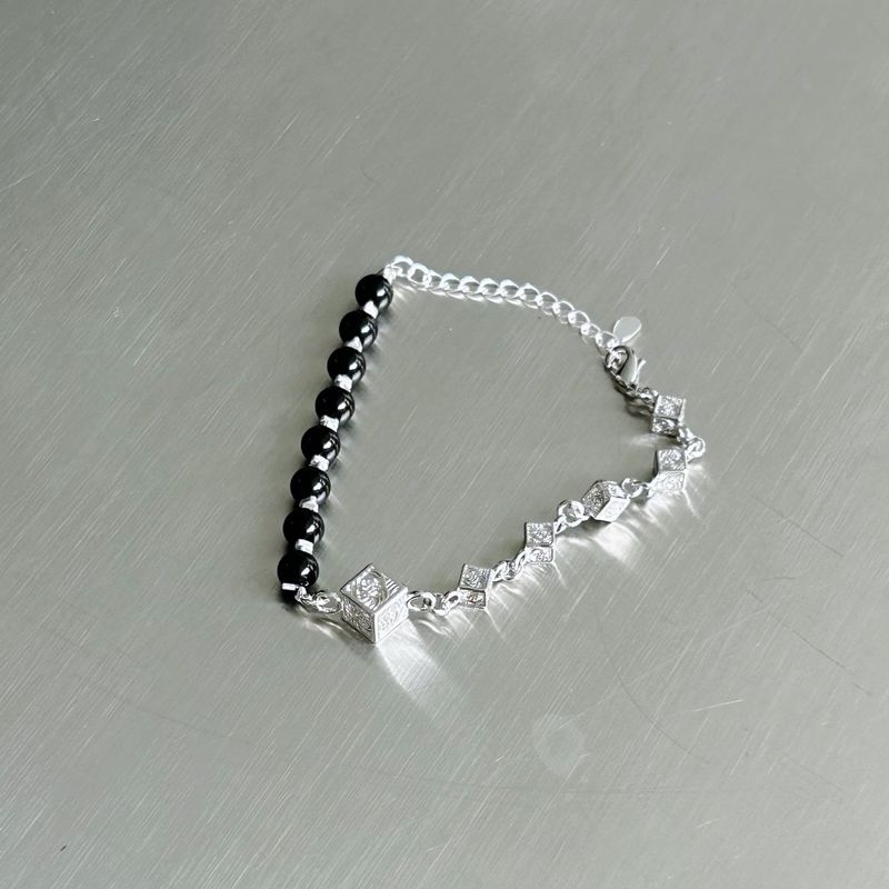 Obsidian Cube Structure Bracelet