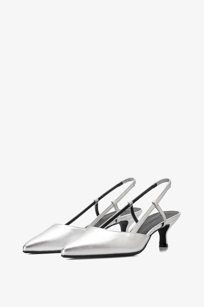 KITTEN SLINGBACK IN SILVER LINING