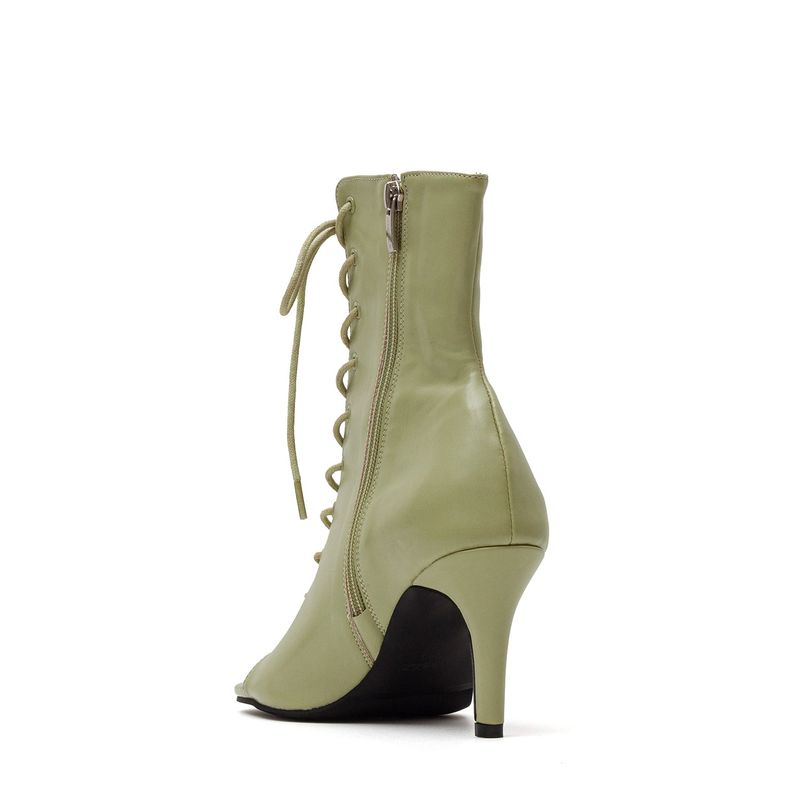 Square Lace-Up Open Toe Heel(Deep Green)