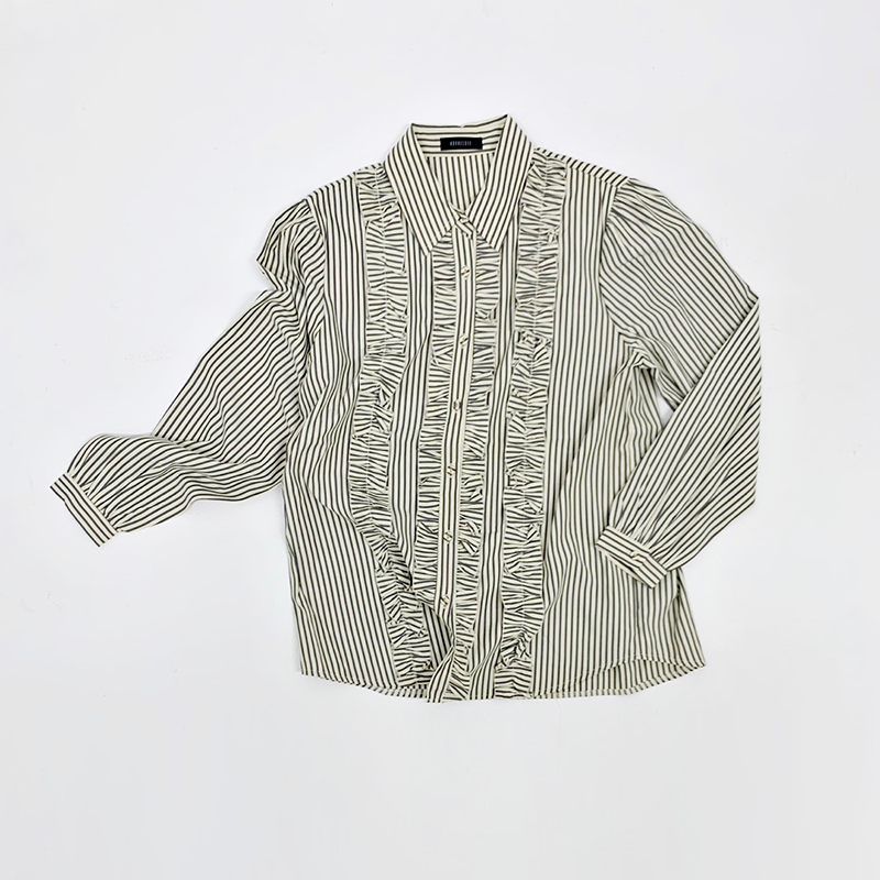 Stripe Frill Blouse (black)