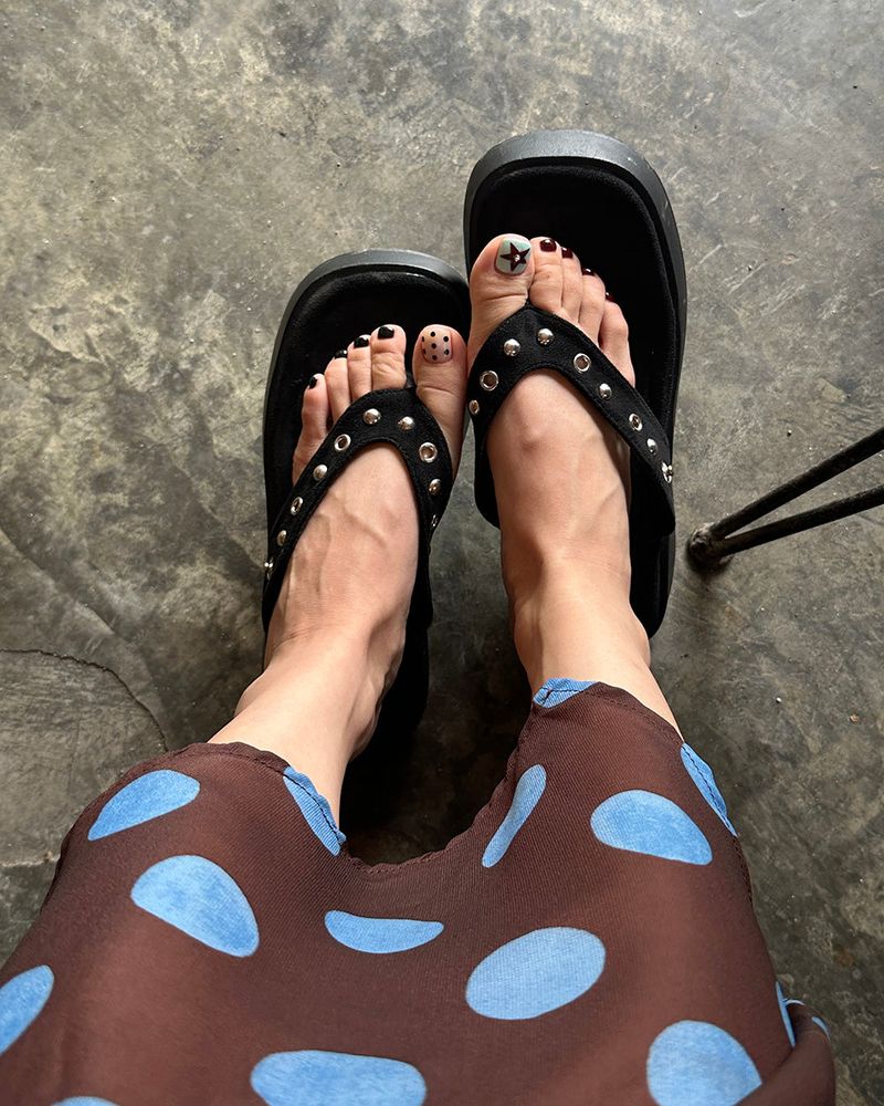 Dot Polka Dot Unbalanced Midi Skirt