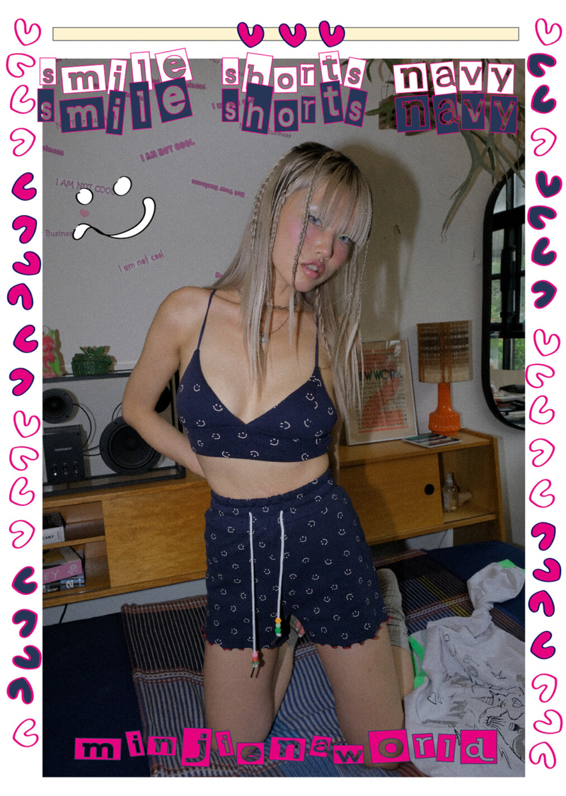 smile shorts navy