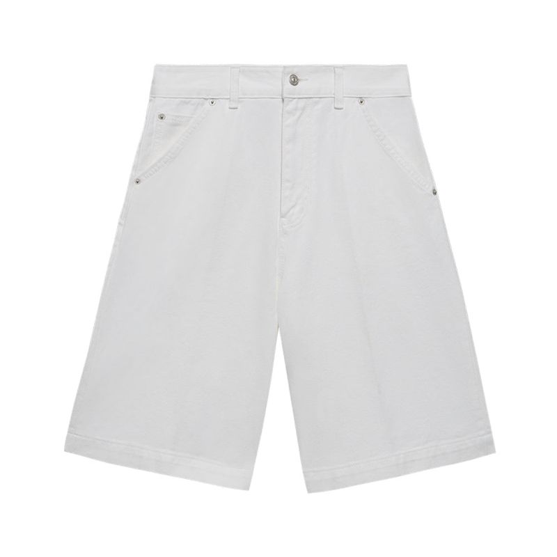 Wide-leg denim bermuda shorts