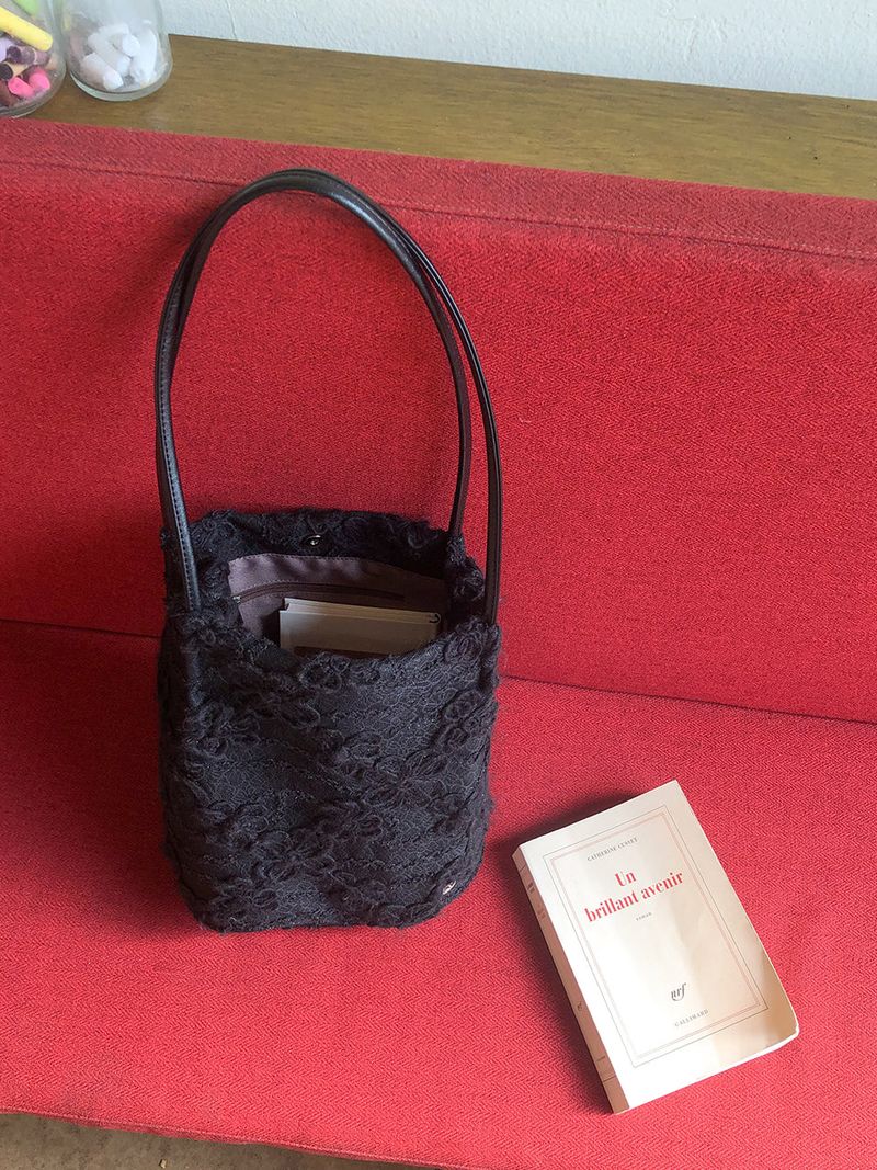 Lace cottage bag_snow flower_black