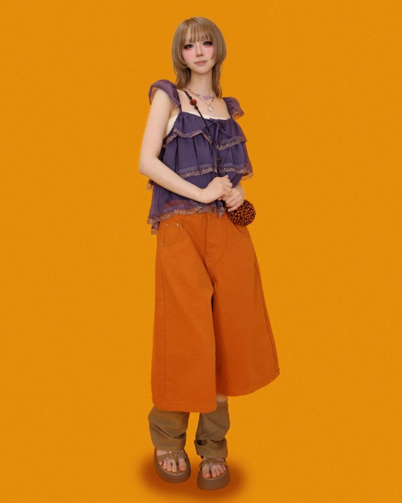 tok!tok! orange bermuda pants