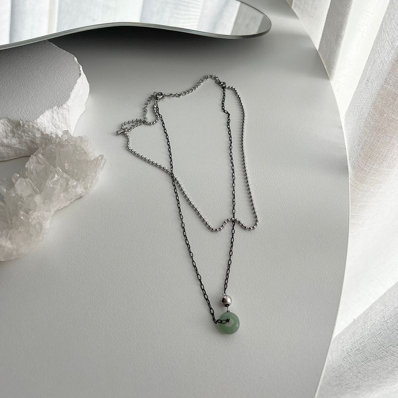 Haur gemstone y2k hip two-line layered choker necklace