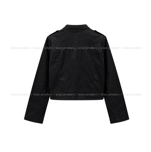 Dock Unbalance Zipper Crop Leather Jacket