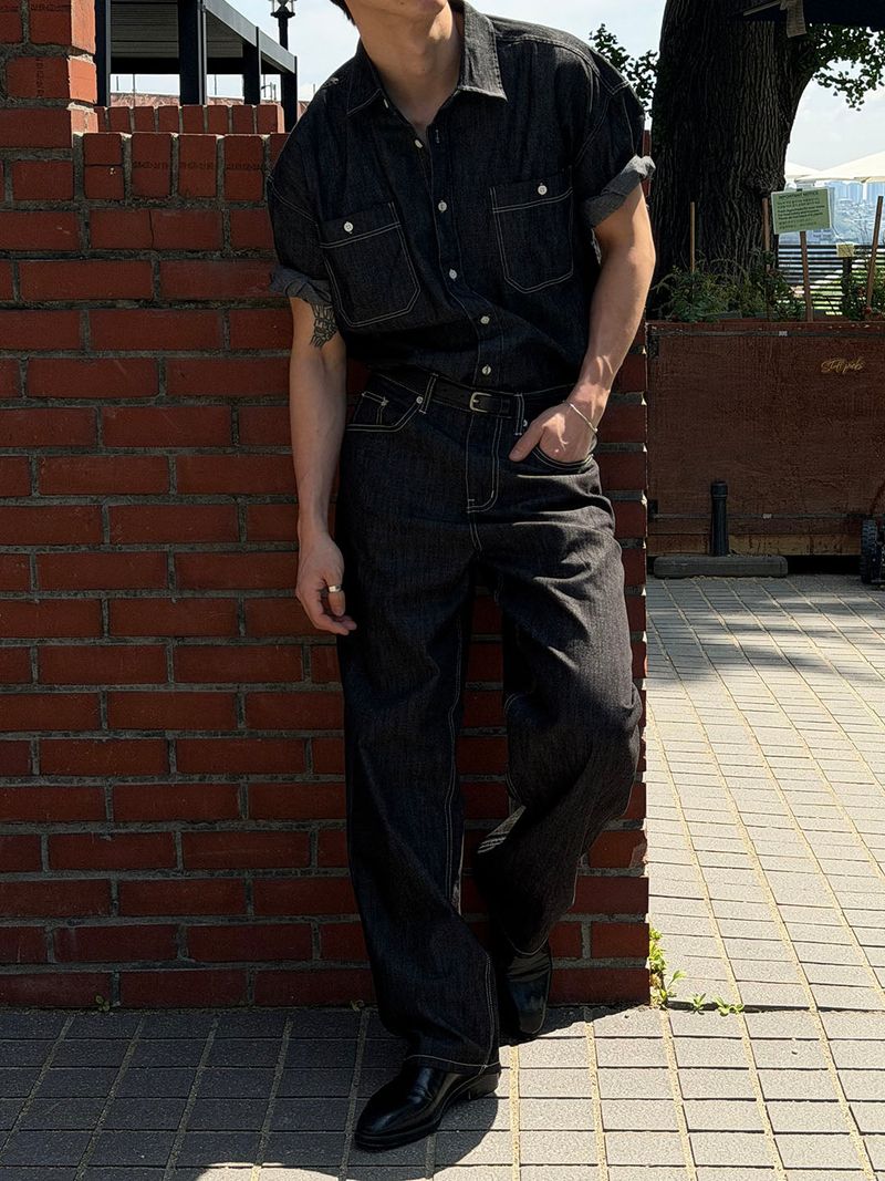 [SET UP가능] Basic semi wide denim pants(3color) 