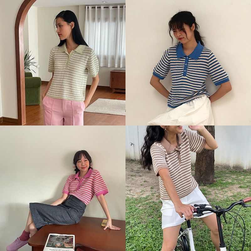 JELLYPLEASE（ジェリープリーズ）の「AMU knit polo（Tops）」