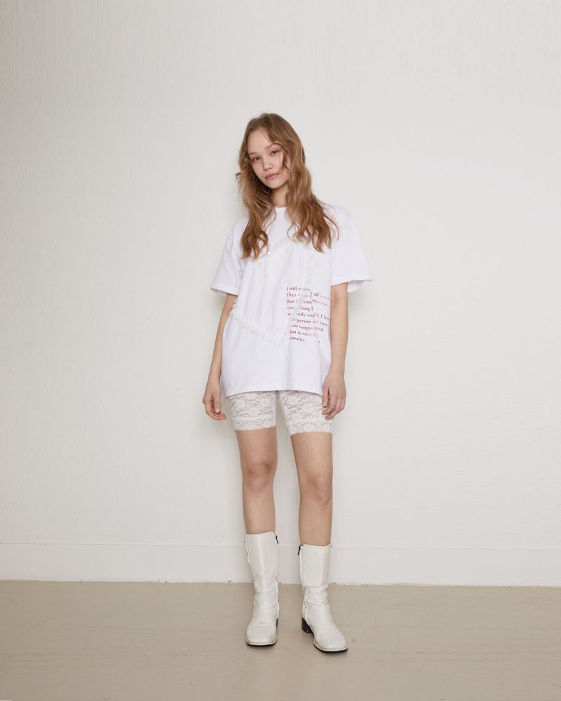 Lace biker shorts / white