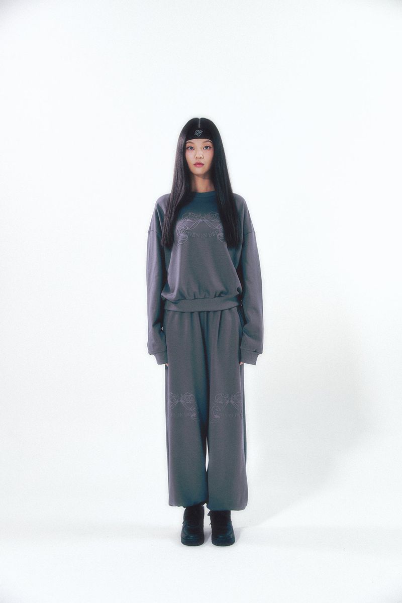 Knee Point Ribbon Jogger Pants Charcoal
