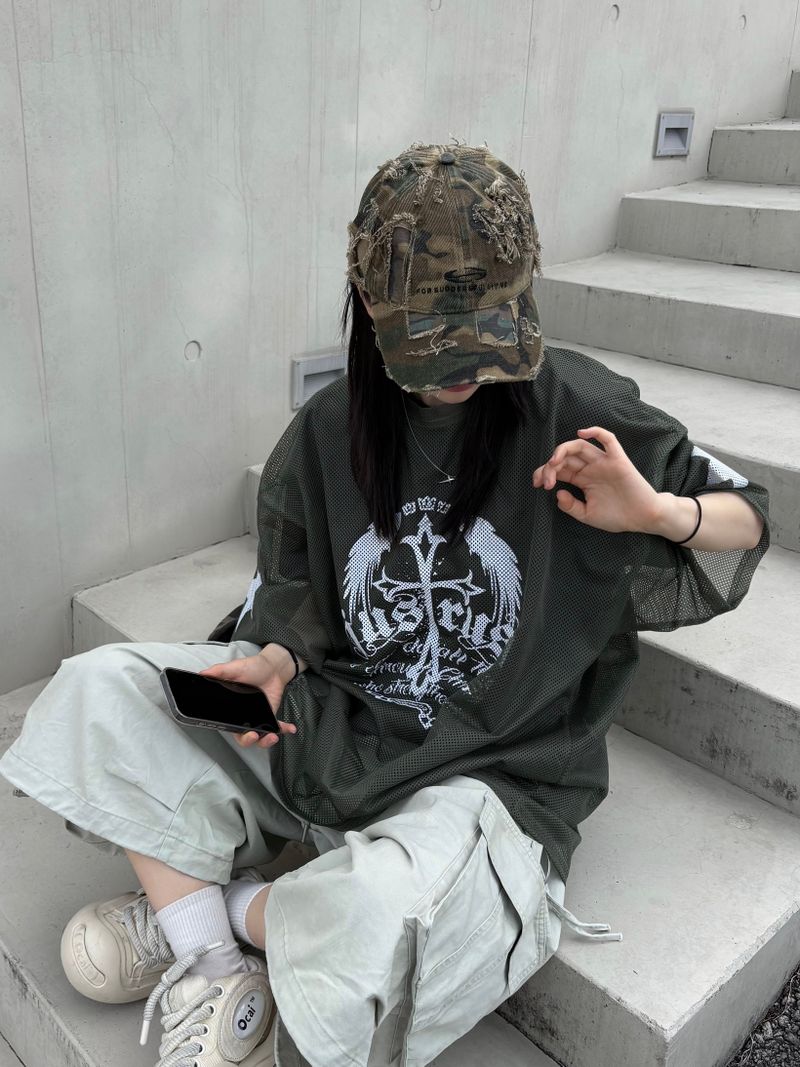 camo destroyed ball cap