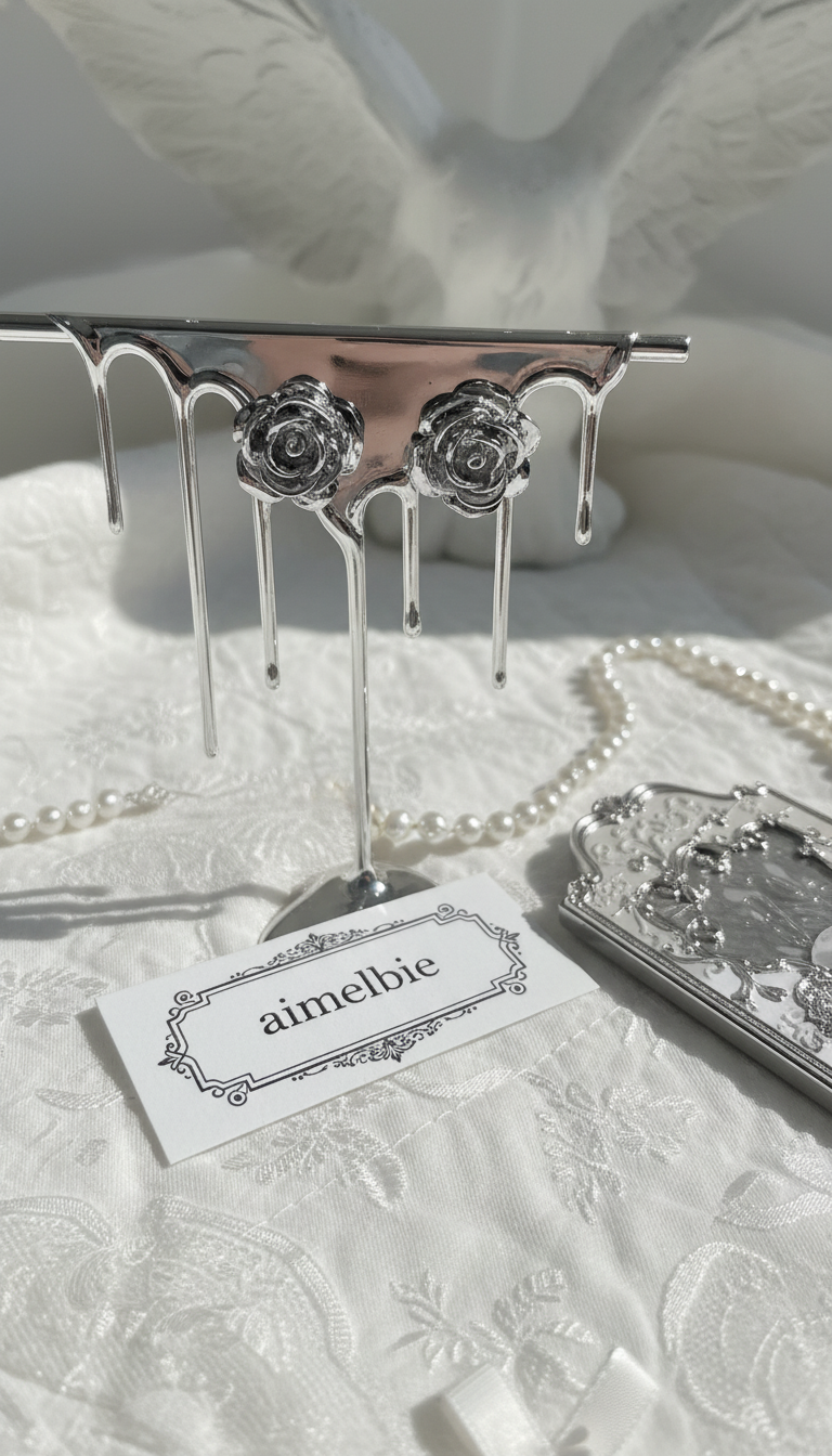 [IVE Yujin Piercing] Metal Rose Piercing - Silver Color