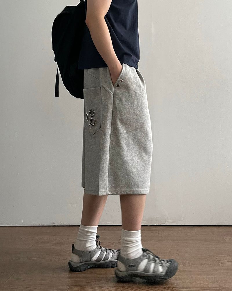 Punch Eyelet Bermuda Sweatpants