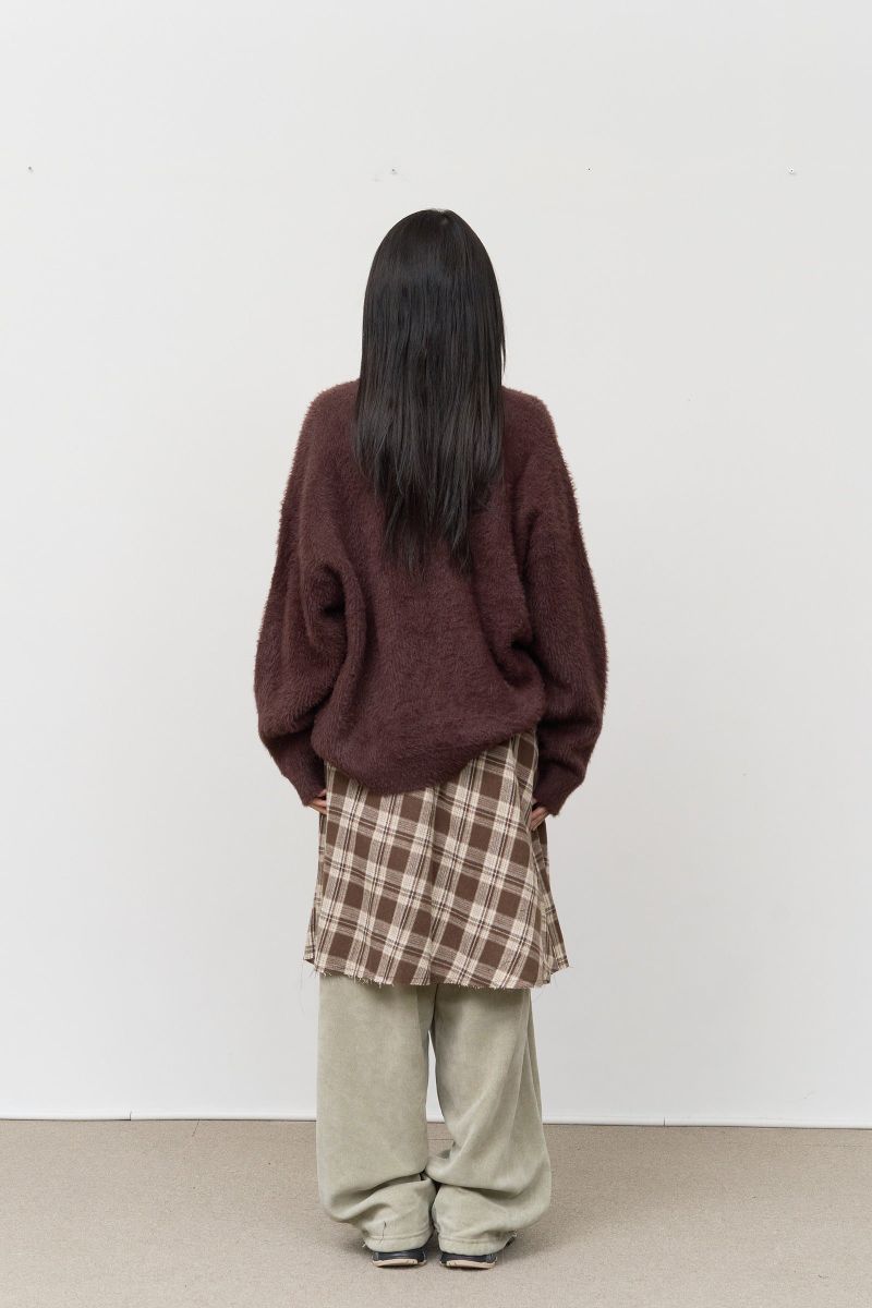 (W) Kite Cutting Checked Skirt