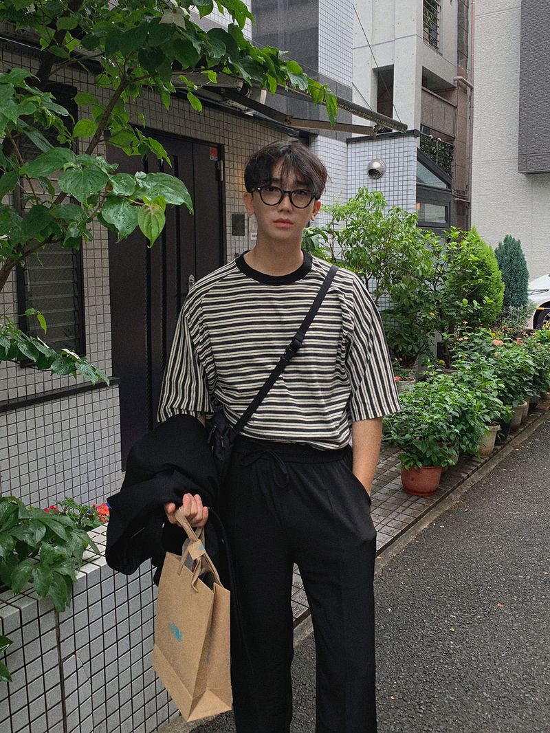 ASCLO(エジュクロ)の「 3 TAP Border Raglan Short Sleeve T Shirt (2color)(Tops)」