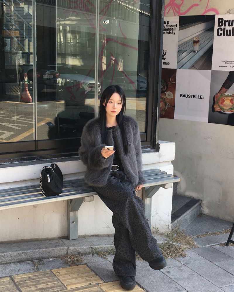 Dark fur jacket