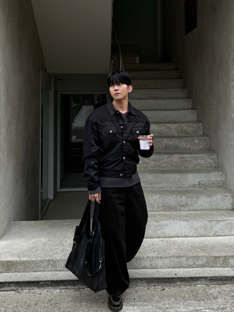 Loin trucker cropped knit jacket