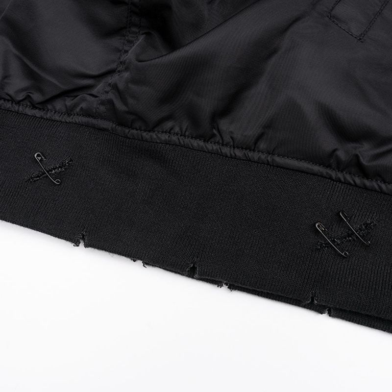 BBD Ripped Custom Sprayed logo MA-1 Bomber Jacket (Black)