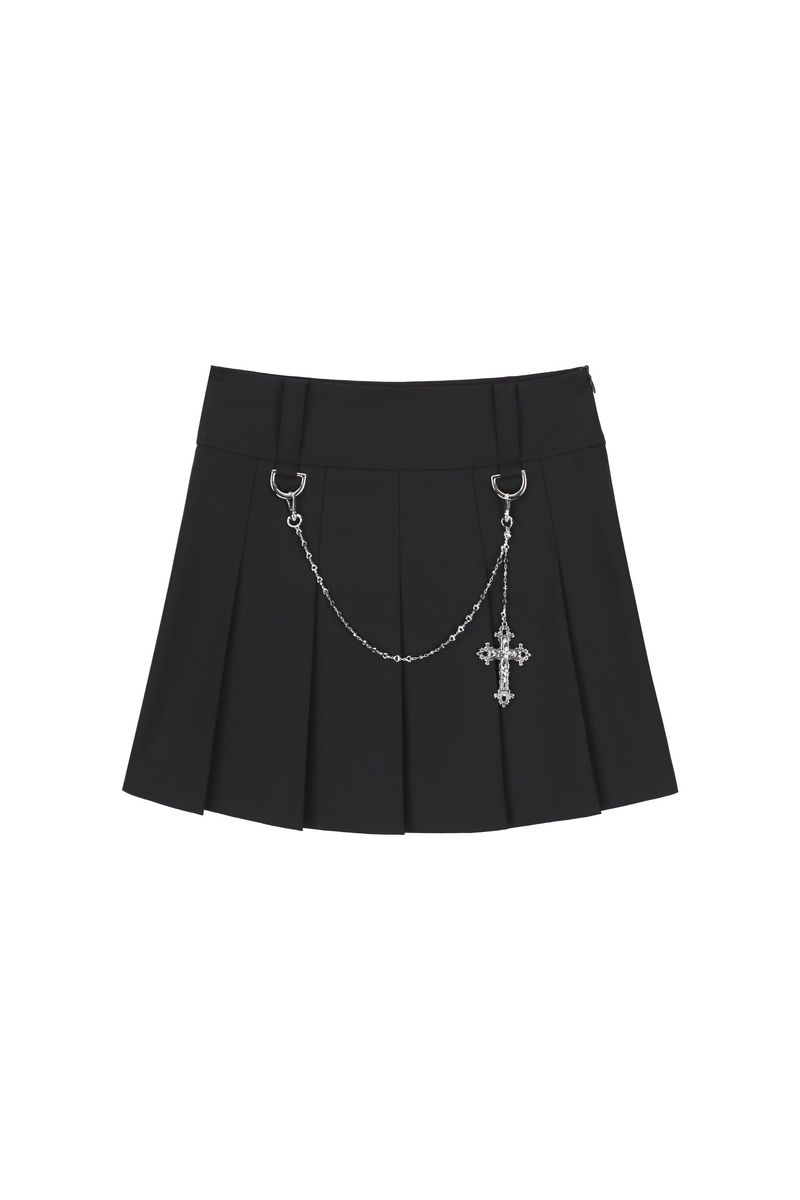 0 6 cross chain pleated skirt