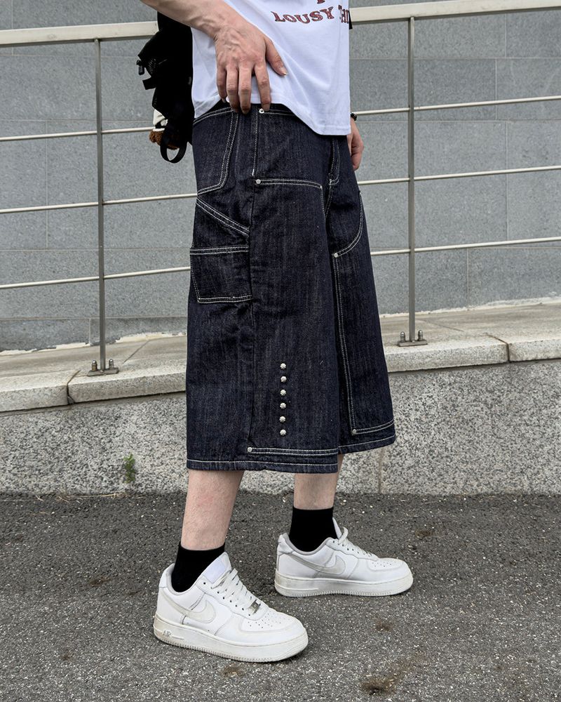 Beto Studded Bermuda Denim Pants