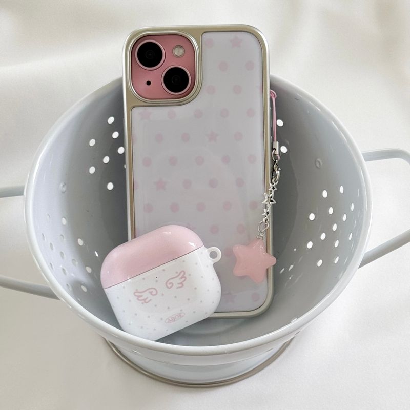 PINK DOT&STAR Silver Epoxy Case
