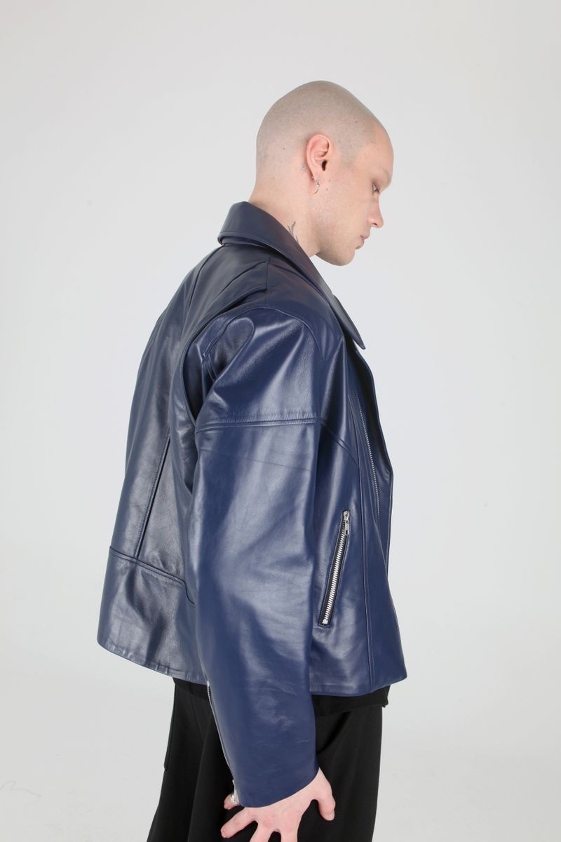 Midnight Blue Lamb Skin Rider Jacket