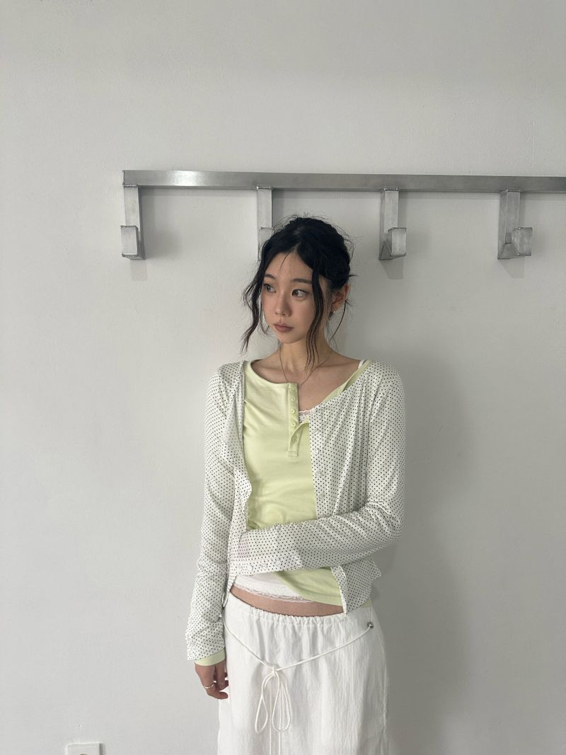 Polkadot Sheer Cardigan (Tenta, Dumble-washing) 2sizes