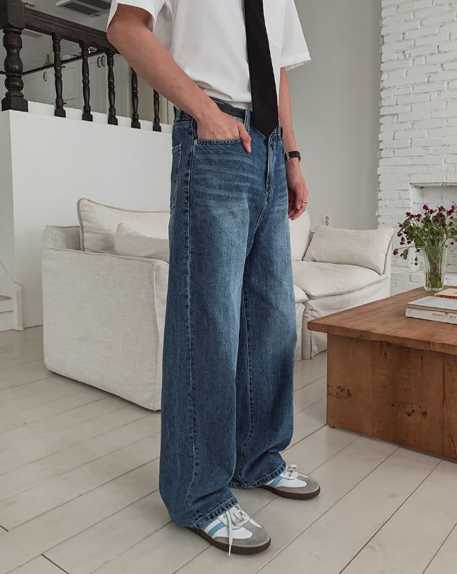Sky Washed Wide Denim