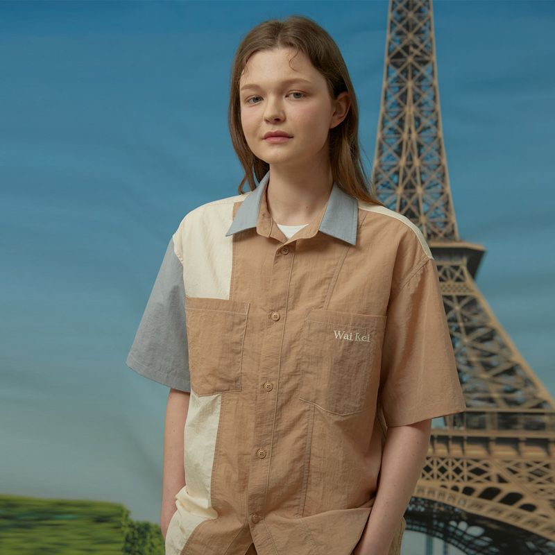 Color block nylon short sleeve shirts