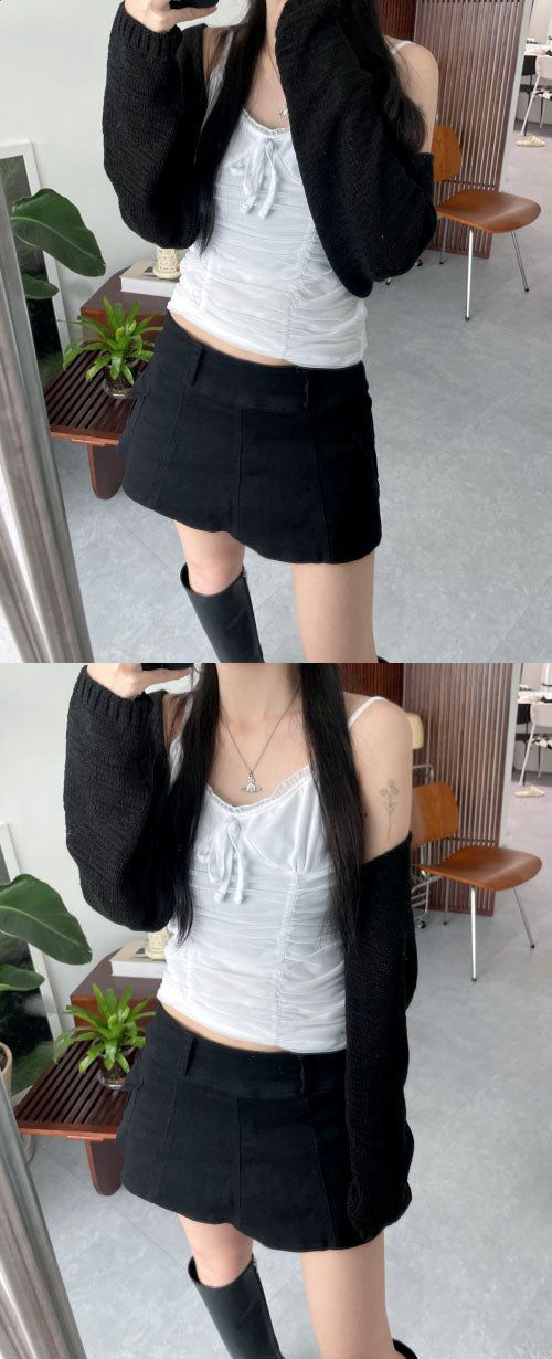 Lace shirring bustier (4 colors)