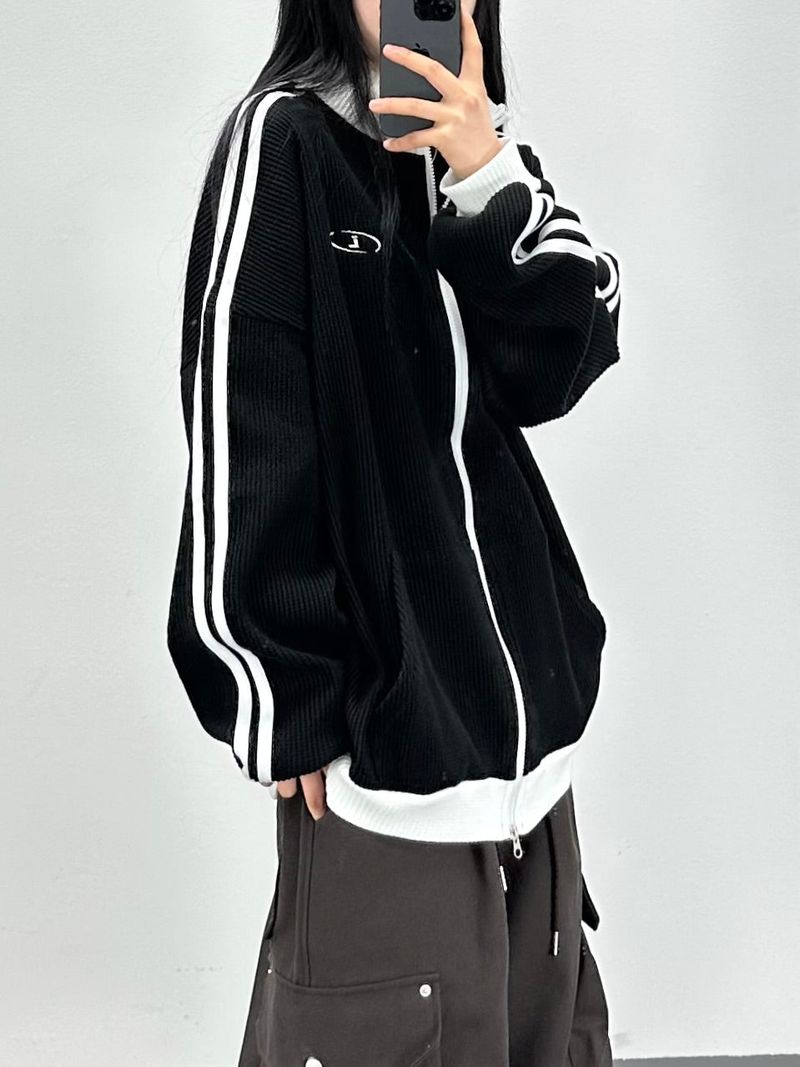 waffle track zip-up