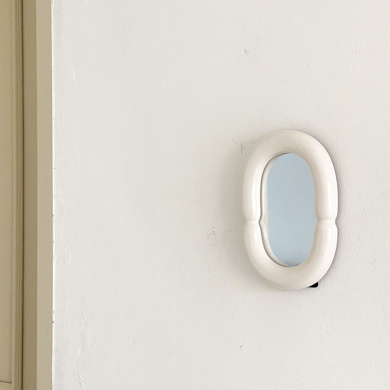 Ceramic Bold Framed Table Mirror - White