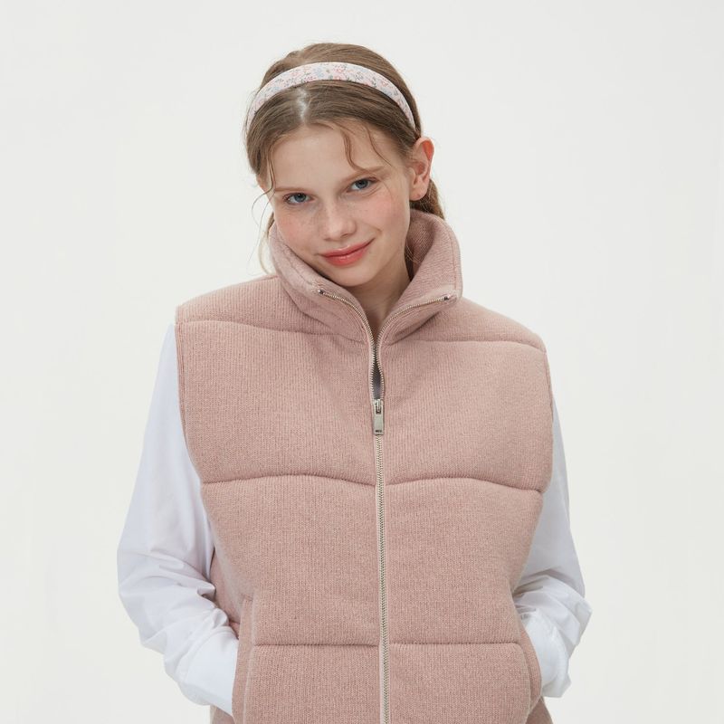 WARM PUFFER KNIT PADDING VEST_PINK