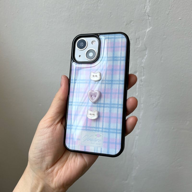[MADE][Epoxy Bumper Case] Drawing Vintage Button Case ⋆ Pink