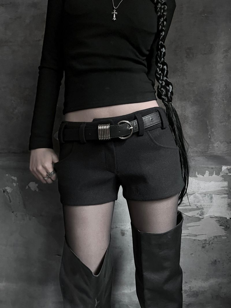 low-rise wool shorts (2color)