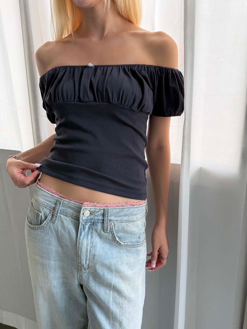 Rose shirring off-shoulder(4color)