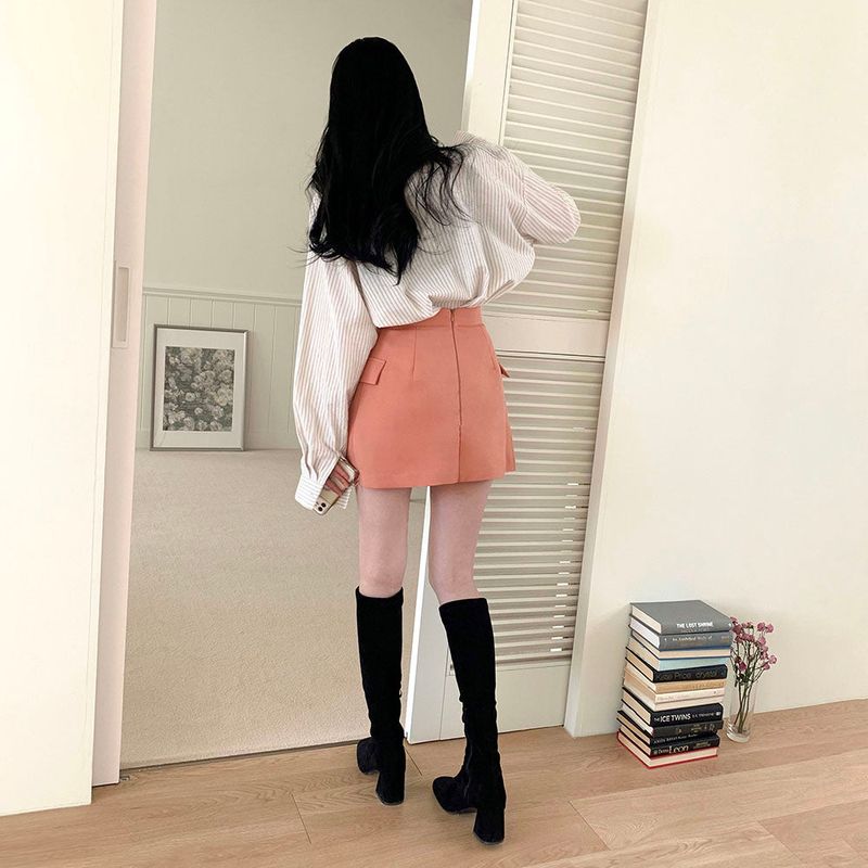 [4color] slit pocket mini skirt