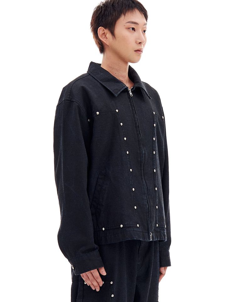 STUD DENIM JACKET (BLACK)
