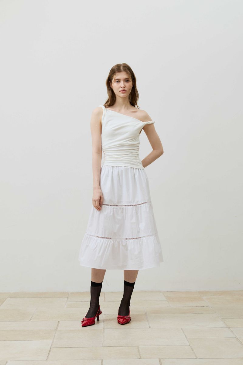COS TWISTED SHIRRLING TOP / IVORY