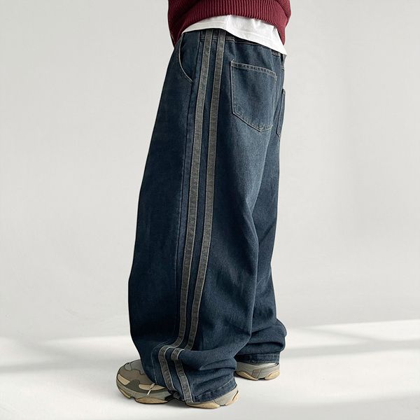 Unba Track Denim Wide Pants (2 colors)
